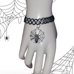 Spider Web charm bracelet, 90s tattoo style bracelet